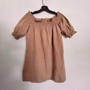 TOBY HEART GINGER Rust Brown Off Shoulder Smocked Dress Womens XS